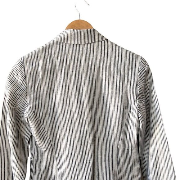 Cartonnier Women Black White Striped Collared Pockets Long Sleeves Blazer Size 0 - Picture 5 of 12